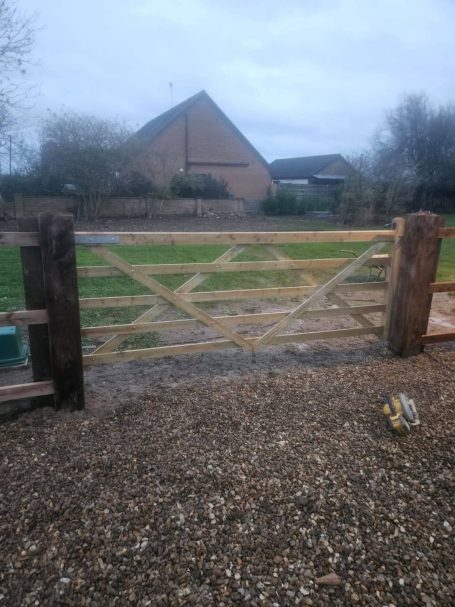 Wooden Field Gate Installation in Northborough, UK